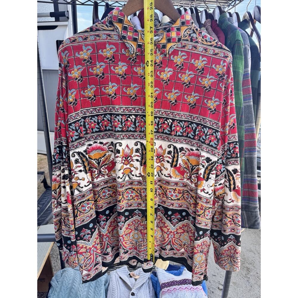 Ulla Popken Designer Shirt 24/26 Women's Colorful Floral Batik Urban Tribal - Picture 9 of 9